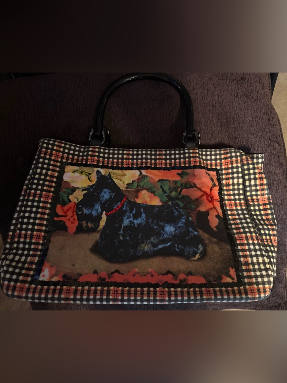 Black Scottish Terrier Dog Plaid St John’s Bay Handbag tote bag like NEW